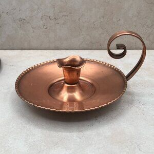 Vintage 60's Gregorian Copper Tapered Candle Holder With Handle Original Sticker